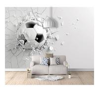SPECUFX Landscape Wall Mural Football sports pierce through the walls in gray 100x70cm Self-adhesive Wallpaper Photo Art Living Room Bedroom Office Murals