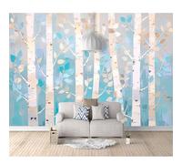 SPECUFX Landscape Wall Mural Watercolor birch forest plants 100x70cm Self-adhesive Wallpaper Photo Art Living Room Bedroom Office Murals