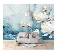 SPECUFX Modern Photo Self-adhesive Wallpaper Blue marble white orchid 100x70cm 3D Mural Wall Paper Living Room Tv Bedroom Boy Girl Giant Sticker Home Decor