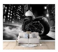 SPECUFX Mural Custom Photo Wallpapers 3D Black and white motorcycles 100x70cm Wall Paper Murals Living Room Tv Sofa Bedroom Study Decor Self-adhesive Wallpaper Photos