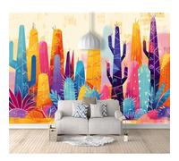 SPECUFX Mural Custom Photo Wallpapers 3D Colorful geometric cactus plant 100x70cm Wall Paper Murals Living Room Tv Sofa Bedroom Study Decor Self-adhesive Wallpaper Photos
