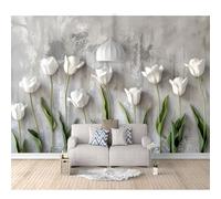 SPECUFX Mural Custom Photo Wallpapers 3D Tulip flowers and leaves gray 100x70cm Wall Paper Murals Living Room Tv Sofa Bedroom Study Decor Self-adhesive Wallpaper Photos