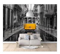 SPECUFX Mural Panoramic 3D Self-adhesive Wallpaper Black White City Building Yellow Car 100x70cm Living Room Bedroom Tv Background Wall Hd Printing Custom Tapestry Photo Poster