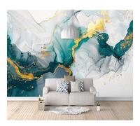 SPECUFX Mural Panoramic 3D Self-adhesive Wallpaper Marbled golden cyan 100x70cm Living Room Bedroom Tv Background Wall Hd Printing Custom Tapestry Photo Poster
