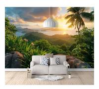 SPECUFX Mural Panoramic 3D Self-adhesive Wallpaper Tropical rainforest, mountain and sea landscape 100x70cm Living Room Bedroom Tv Background Wall Hd Printing Custom Tapestry Photo Poster