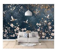 SPECUFX Mural Panoramic 3D Self-adhesive Wallpaper Vintage flowers and birds blue plants 100x70cm Living Room Bedroom Tv Background Wall Hd Printing Custom Tapestry Photo Poster
