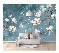 SPECUFX Mural Panoramic 3D Self-adhesive Wallpaper Vintage orchid flower bird blue 100x70cm Living Room Bedroom Tv Background Wall Hd Printing Custom Tapestry Photo Poster