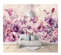 SPECUFX Mural Panoramic 3D Self-adhesive Wallpaper Watercolor floral vintage purple 100x70cm Living Room Bedroom Tv Background Wall Hd Printing Custom Tapestry Photo Poster
