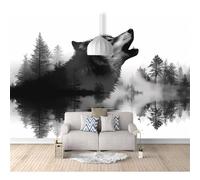 SPECUFX Mural Panoramic 3D Self-adhesive Wallpaper Wild Animals Wolf Forest Mountain 100x70cm Living Room Bedroom Tv Background Wall Hd Printing Custom Tapestry Photo Poster
