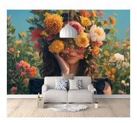 SPECUFX Mural Panoramic 3D Self-adhesive Wallpaper Woman face flowers 100x70cm Living Room Bedroom Tv Background Wall Hd Printing Custom Tapestry Photo Poster