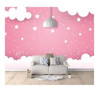 SPECUFX Mural Photo Self-adhesive Wallpaper Cartoon stars, moons, clouds, pink 100x70cm 3D Bedroom Wall Sticker Art Poster Picture