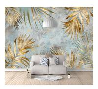 SPECUFX Mural Photo Self-adhesive Wallpaper Golden-gray tropical foliage plant 100x70cm 3D Wall Art Poster Picture Boy Girl Bedroom Gift Decoration Photos