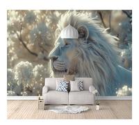 SPECUFX Mural Photo Self-adhesive Wallpaper White lion 100x70cm 3D Wall Art Poster Picture Boy Girl Bedroom Gift Decoration Photos