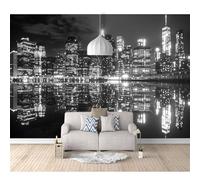 SPECUFX Mural Self-adhesive Wallpaper Photo Black and white modern city night scene 100x70cm Home Custom 3D Living Room Tv Background Wall Waterproof Painting Posters