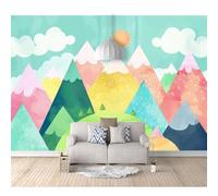 SPECUFX Mural Self-adhesive Wallpaper Photo Home Custom 3D Cartoon geometric mountain clouds for children 100x70cm Living Room Tv Background Wall Waterproof Painting Posters