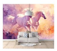 SPECUFX Mural Self-adhesive Wallpaper Photo Home Custom 3D Watercolor running horse animal landscape 100x70cm Living Room Tv Background Wall Waterproof Painting Posters