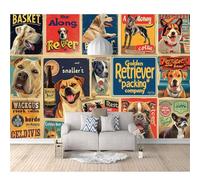 SPECUFX Mural Self-adhesive Wallpaper Photo Poster Wall Decoration Hd Print Retro cute dog animals 100x70cm Background Painting Panorama 3D