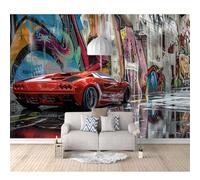 SPECUFX Mural Self-adhesive Wallpaper Photo Poster Wall Decoration Hd Print Sports cars, cars, street graffiti 100x70cm Background Painting Panorama 3D