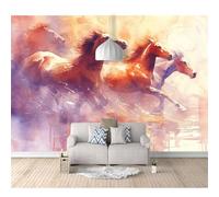 SPECUFX Mural Self-adhesive Wallpaper Photo Watercolor running horse animal landscape 100x70cm Home Custom 3D Living Room Tv Background Wall Waterproof Painting Posters