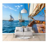 SPECUFX Murals Photo Self-adhesive Wallpaper Scenery of sailing ships in the sea 100x70cm 3D Bedroom Wall Sticker Poster Picture Gift Decoration For Living Room Office
