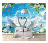 SPECUFX Photo Self-adhesive Wallpaper 3D Animal swan romance 100x70cm Wall Mural Murals Art Modern Print Abstract Bedroom Living Room Decoration