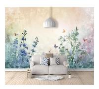 SPECUFX Photo Self-adhesive Wallpaper 3D Effect Vintage flowers, grasses, butterflies, plants 100x70cm Custom Living Room Bedroom Tv Background Wall Mural