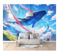 SPECUFX Photo Self-adhesive Wallpaper 3D Effect Whales are beautiful marine animals 100x70cm Custom Living Room Bedroom Tv Background Wall Mural