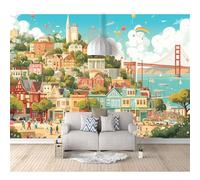 SPECUFX Photo Self-adhesive Wallpaper Bridge and town view 100x70cm 3D Mural Bedroom Sofa Tv Backdrop Murals Living Room The Wall for Effect