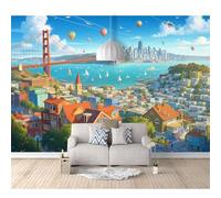 SPECUFX Photo Self-adhesive Wallpaper Bridge and town view 100x70cm 3D Mural Bedroom Sofa Tv Backdrop Murals Living Room The Wall for Effect