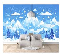 SPECUFX Photo Self-adhesive Wallpaper Cartoon geometric winter forest blue landscape 100x70cm 3D Mural Bedroom Sofa Tv Backdrop Murals Living Room The Wall for Effect