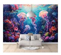 SPECUFX Photo Self-adhesive Wallpaper Colorful marine life 100x70cm Pattern Mural Picture Murals 3D Living Room The Wall for Bedroom Border