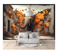 SPECUFX Photo Self-adhesive Wallpaper Fantasy elephants, butterflies, animals 100x70cm 3D Mural Bedroom Sofa Tv Backdrop Murals Living Room The Wall for Effect