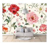 SPECUFX Photo Self-adhesive Wallpaper Flower peony butterfly vintage beige 100x70cm Pattern Mural Picture Murals 3D Living Room The Wall for Bedroom Border