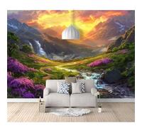 SPECUFX Photo Self-adhesive Wallpaper Garden, waterfall, mountain, colorful cloud landscape 100x70cm 3D Mural Bedroom Sofa Tv Backdrop Murals Living Room The Wall for Effect