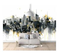 SPECUFX Photo Self-adhesive Wallpaper Gold, black, white, watercolor city building 100x70cm Bedroom Sofa Tv Backdrop 3D Murals Living Room The Wall For Effect Mural