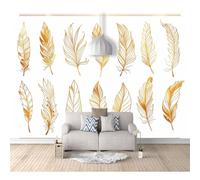 SPECUFX Photo Self-adhesive Wallpaper Golden feathers 100x70cm Mural Picture Murals 3D Paste Living Room The Wall For Bedroom Border