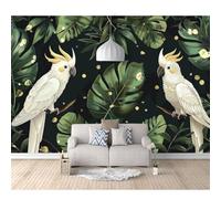 SPECUFX Photo Self-adhesive Wallpaper Green-leafed turtle-backed bamboo bird parrot 100x70cm Mural Picture Murals 3D Living Room The Wall for Bedroom Border