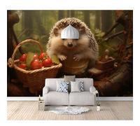 SPECUFX Photo Self-adhesive Wallpaper Hedgehog and fruit basket 100x70cm Pattern Mural Picture Murals 3D Living Room The Wall for Bedroom Border