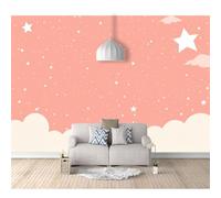 SPECUFX Photo Self-adhesive Wallpaper Mural 3D Cartoon girl pink clouds with stars 100x70cm Bar Office Living Restaurant Clothing Shop Corridor Hotel Wall Decoration Art Poster