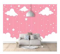 SPECUFX Photo Self-adhesive Wallpaper Mural 3D Cartoon girl pink clouds with stars 100x70cm Wall Poster Tv Background Decorative Decal Art for Room Living Bedroom Restaurant Office