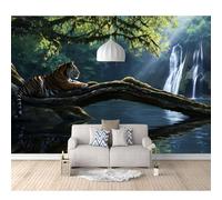 SPECUFX Photo Self-adhesive Wallpaper Mural 3D Forest waterfalls, wildlife, tigers 100x70cm Bar Office Living Restaurant Clothing Shop Corridor Hotel Wall Decoration Art Poster