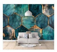 SPECUFX Photo Self-adhesive Wallpaper Mural 3D Vintage abstract geometric golden blue 100x70cm Bar Office Living Restaurant Clothing Shop Corridor Hotel Wall Decoration Art Poster