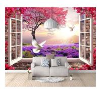 SPECUFX Photo Self-adhesive Wallpaper Mural 3D Window landscape pigeon optical illusion 100x70cm Bar Office Living Restaurant Clothing Shop Corridor Hotel Wall Decoration Art Poster