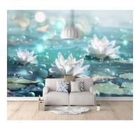 SPECUFX Photo Self-adhesive Wallpaper Mystic white lotus blue 100x70cm Mural Picture Murals 3D Living Room The Wall for Bedroom Border