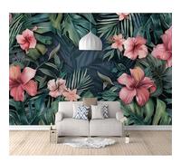 SPECUFX Photo Self-adhesive Wallpaper Rainforest foliage flowers green 100x70cm Pattern Mural Picture Murals 3D Living Room The Wall for Bedroom Border