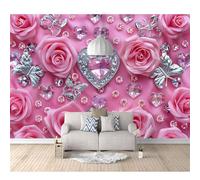 SPECUFX Photo Self-adhesive Wallpaper Romantic heart-shaped crystal pink roses 100x70cm 3D Mural Bedroom Sofa Tv Backdrop Murals Living Room The Wall for Effect