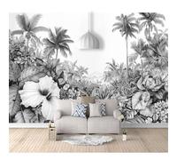 SPECUFX Photo Self-adhesive Wallpaper Sketch black and white tropical jungle coconut tree 100x70cm Mural Picture Murals 3D Paste Living Room The Wall For Bedroom Border