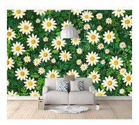 SPECUFX Photo Self-adhesive Wallpaper Stickers 3D Small daisy flowers and leaves green 100x70cm Wall Picture Decoration Mural Art Giant Posters For Bedrooms Living Room Office Dining
