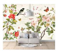SPECUFX Photo Self-adhesive Wallpaper Stickers 3D Vintage flowers, birds, and foliage text 100x70cm Wall Picture Decoration Mural Art Giant Posters For Bedrooms Living Room Office Dining