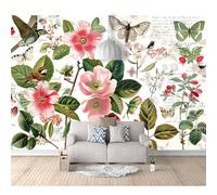 SPECUFX Photo Self-adhesive Wallpaper Vintage flowers, birds, and foliage text 100x70cm Bedroom Sofa Tv Backdrop 3D Murals Living Room The Wall For Effect Mural